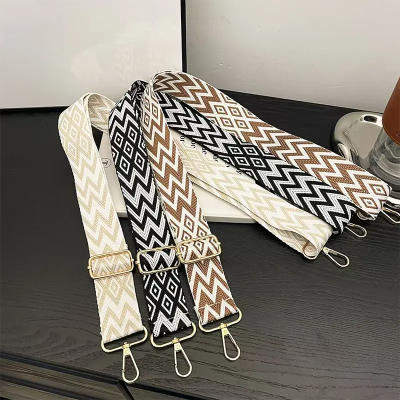 Colección de asas de bolso de cinta, con un asa de mochila de poliéster de alta resistencia, un asa de algodón suave para bolsa tote y una cinta de nailon con logotipo personalizado.