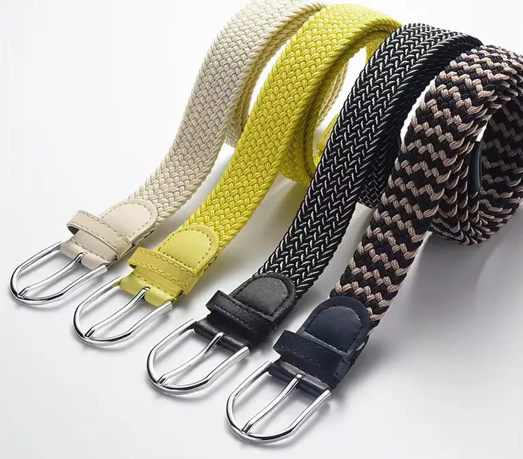 Colección de cintas tejidas coloridas y elegantes con distintos tipos de hebilla.