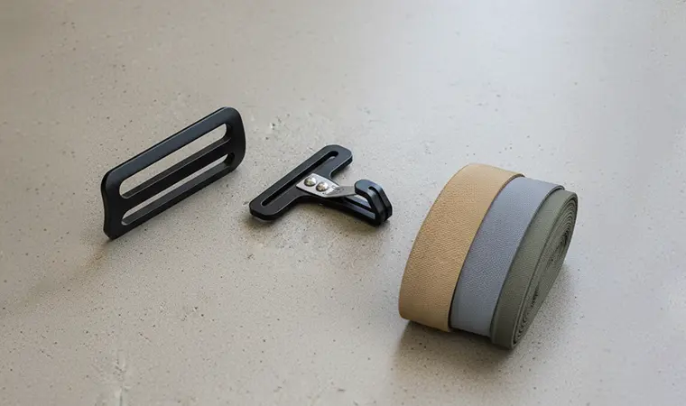 Primer plano de cinta de nailon MIL-W-4088K de alta resistencia para paracaídas, que muestra su tejido robusto y grueso, esencial para la seguridad.